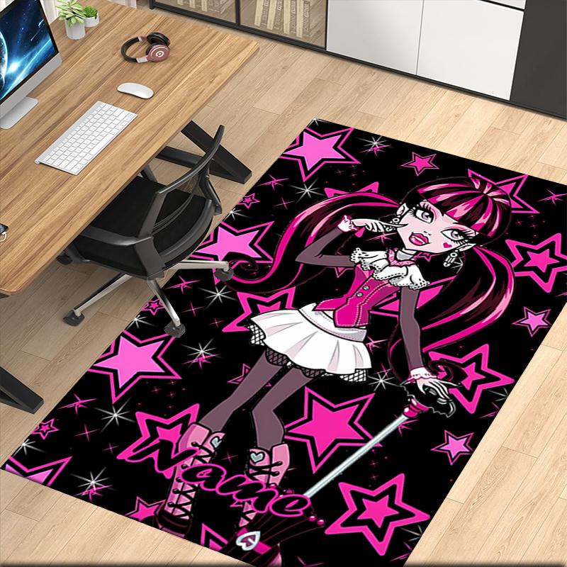 Custom Name Monster High Printed Carpet, for Office Chair Living Room Bedroom Kitchen Room Decor Gifts.