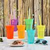 Expandable Straw Plastic Cup 6 Color Siphon Straw Cup with Leak Proof Lid Summer Travel and Home Juice Mug Plastic Water Bottle