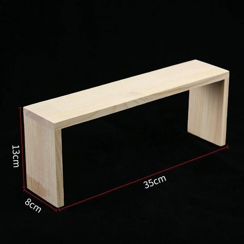 Rectangle Wood Jewelry Display Risers, Wood Shelf Showcase Fixtures Detachable Display Stand For Crafts