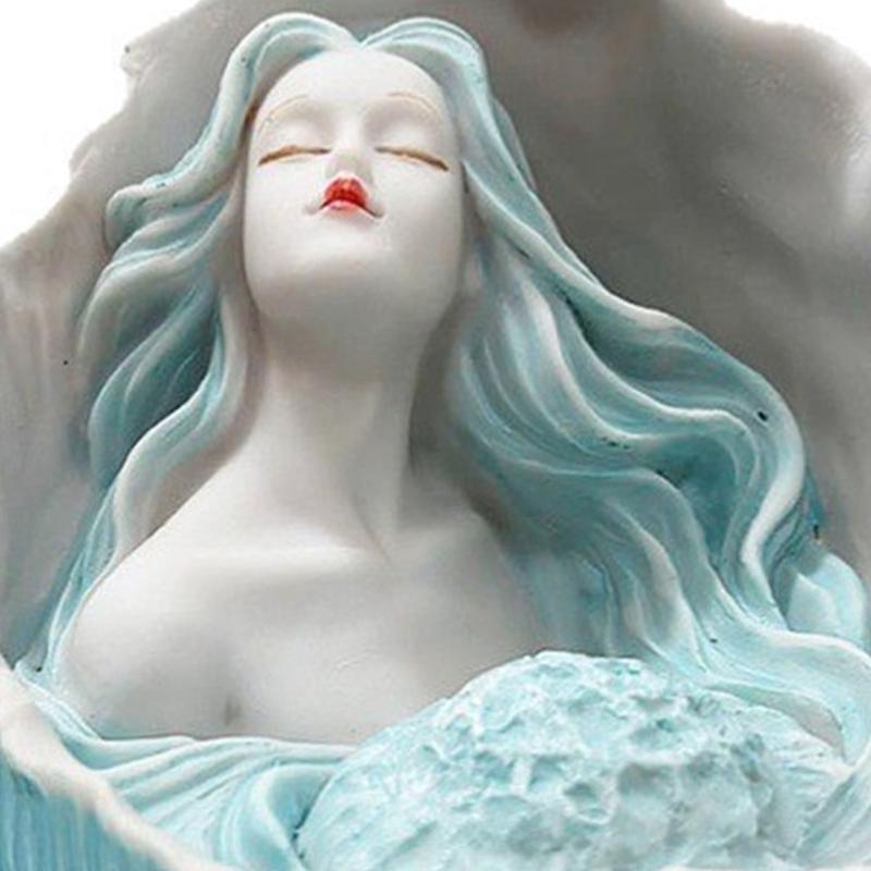 Conch Girl Statues and Sculptures,Resin Conch Girl Statue Ornament,Housewarmings Gift,Home Decors Fish Tanks Supplies