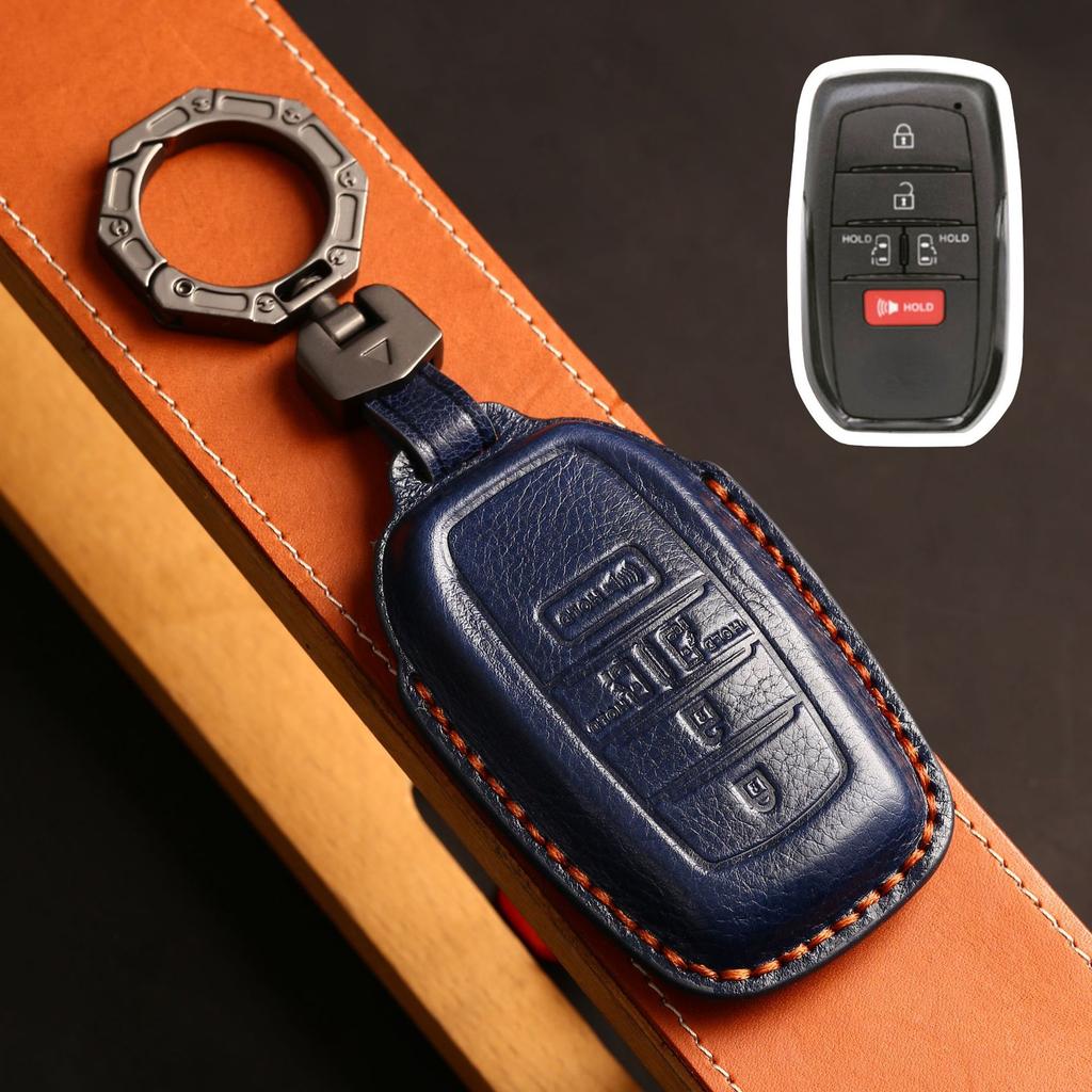 Leather Car Key Fob Case Cover Accessories For Toyota Sienna Rav4 Venza Mirai Hybrid Vehicles Alphard Previa Voxy