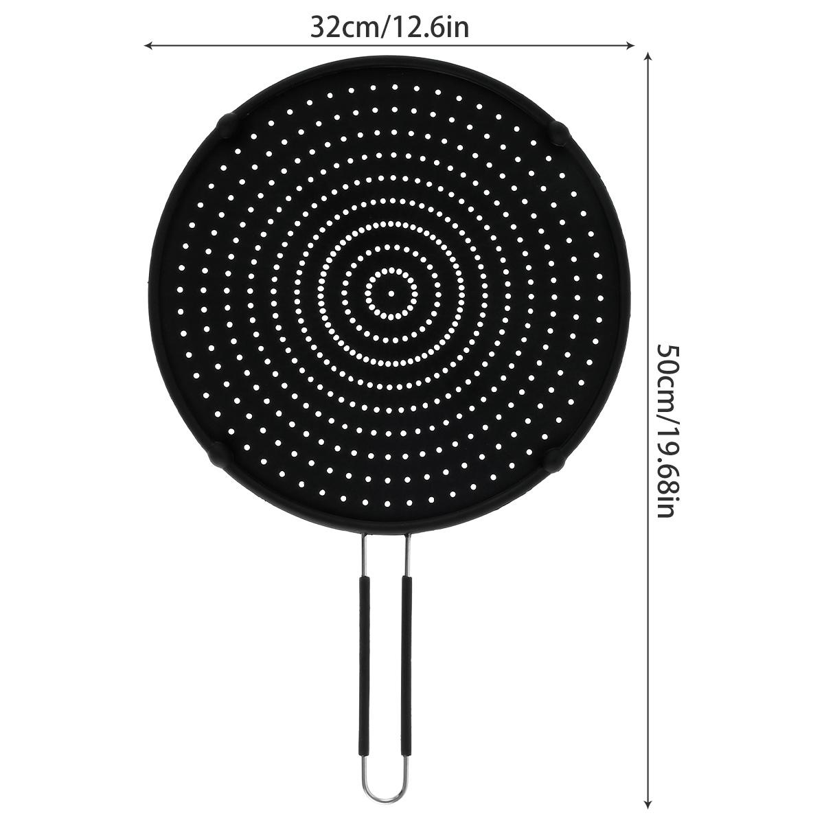 

Kitchen Silicone Splatter Screen with Foldable Handle Heat-resisting Oil Splash Guard Drain Board Cover Kitchen Frying Pan Lid чорний