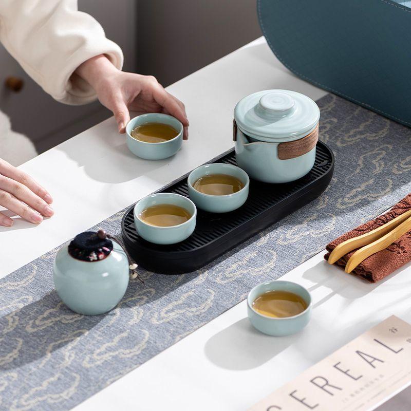 Ru Kiln Travel Tea Set Travel Kuaike Hotel Banking Enterprise Company Business Activities Send Customer Souvenirs