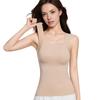 Women Bottom Bra U-Neck Sleeveless Super Soft Stretch Fabric Built-In Comfort Bra Wireless Padding Slim Fit Layering Tops