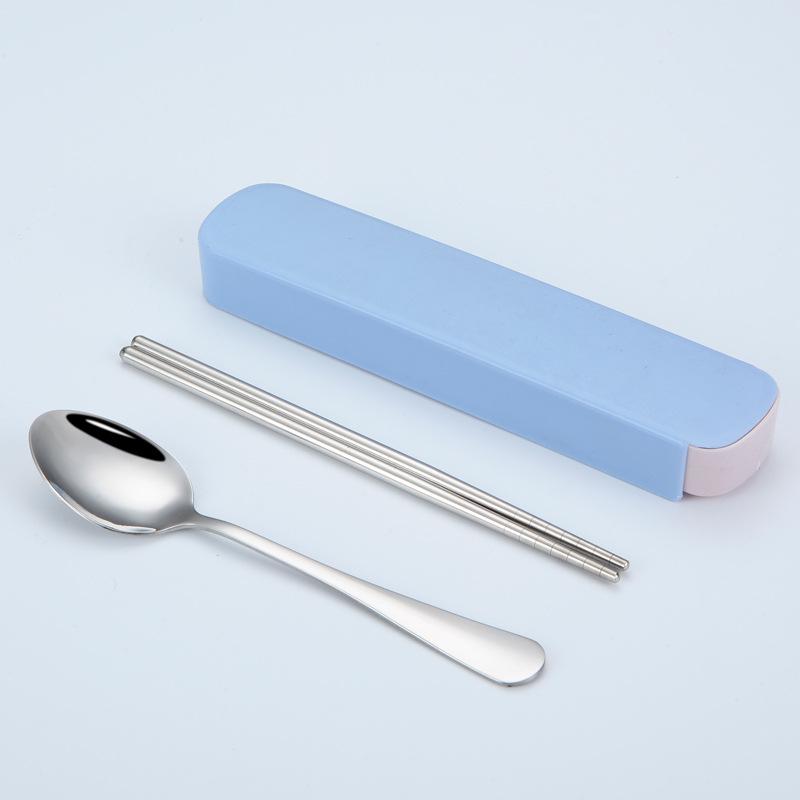 Portable Stainless Steel Cutlery Set: Spoons, Chopsticks, Knife, Fork - Three-Piece Set