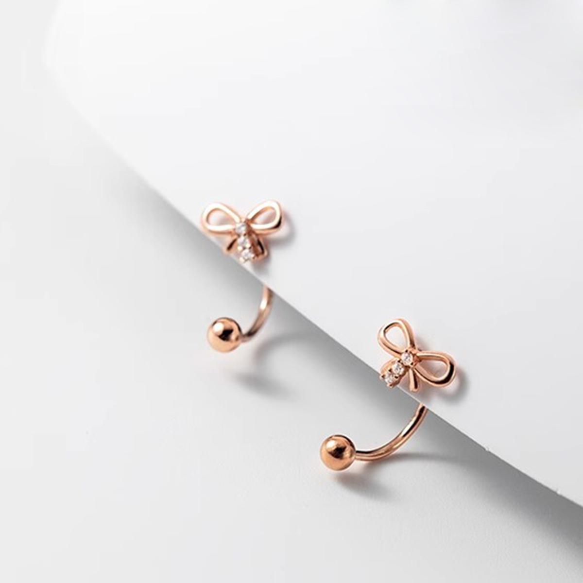 Elegant Butterfly Knot Stud Earrings for Women 925 Silver Threader Earrings Allergy Free Fine Earrings for Girls