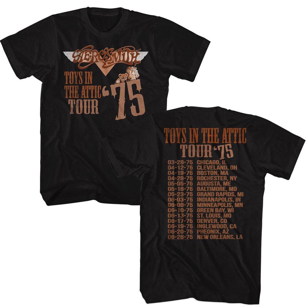 Aerosmith Toys In The Attic Tour Dates 1975 Men T Shirt Rock Band Merch S