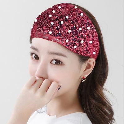Face Wash Hollow Flower Lace Girls Women Head Wraps Turban Headband Pearl Korean Style Hairbands