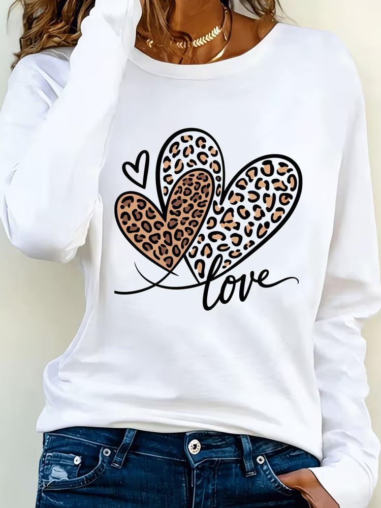 (Asian Size) Lovely Butterfly Style Print T Shirt Tee Women Clothing Autumn Winter Spring Casual Fashion Top O-neck Graphic Long Sleeve T-shirts