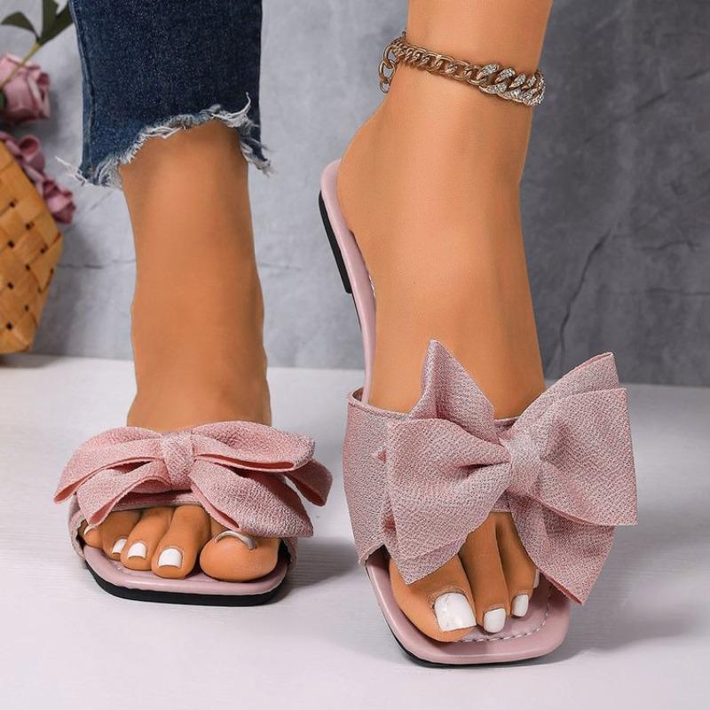Women Flats Slippers 2026 New Trend Shoes for Women Fashion Lightweight Bow Tie Sandals Flat Casual Beach Slippers Slides Women