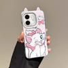 KEYSION Cute Ear Cartoon Case for Infinix Hot 50i with Lanyard Soft Silicone+PC Shockproof Phone Back Cover for Infinix Smart 9