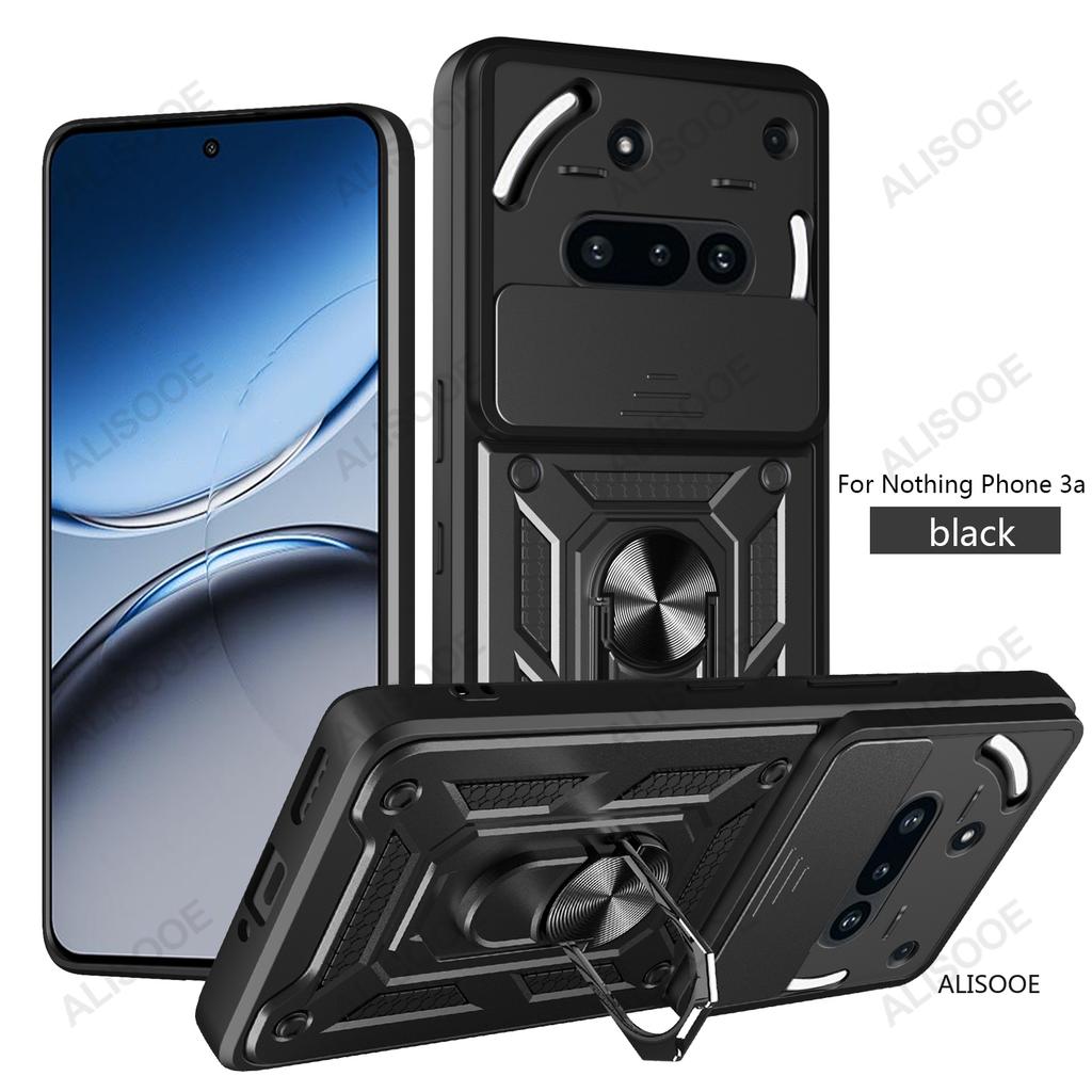 Funda for Nothing Phone 3A Case Slide Camera Protection Ring Stand Shockproof Back Cover for NothingPhone 3A Capa Funda