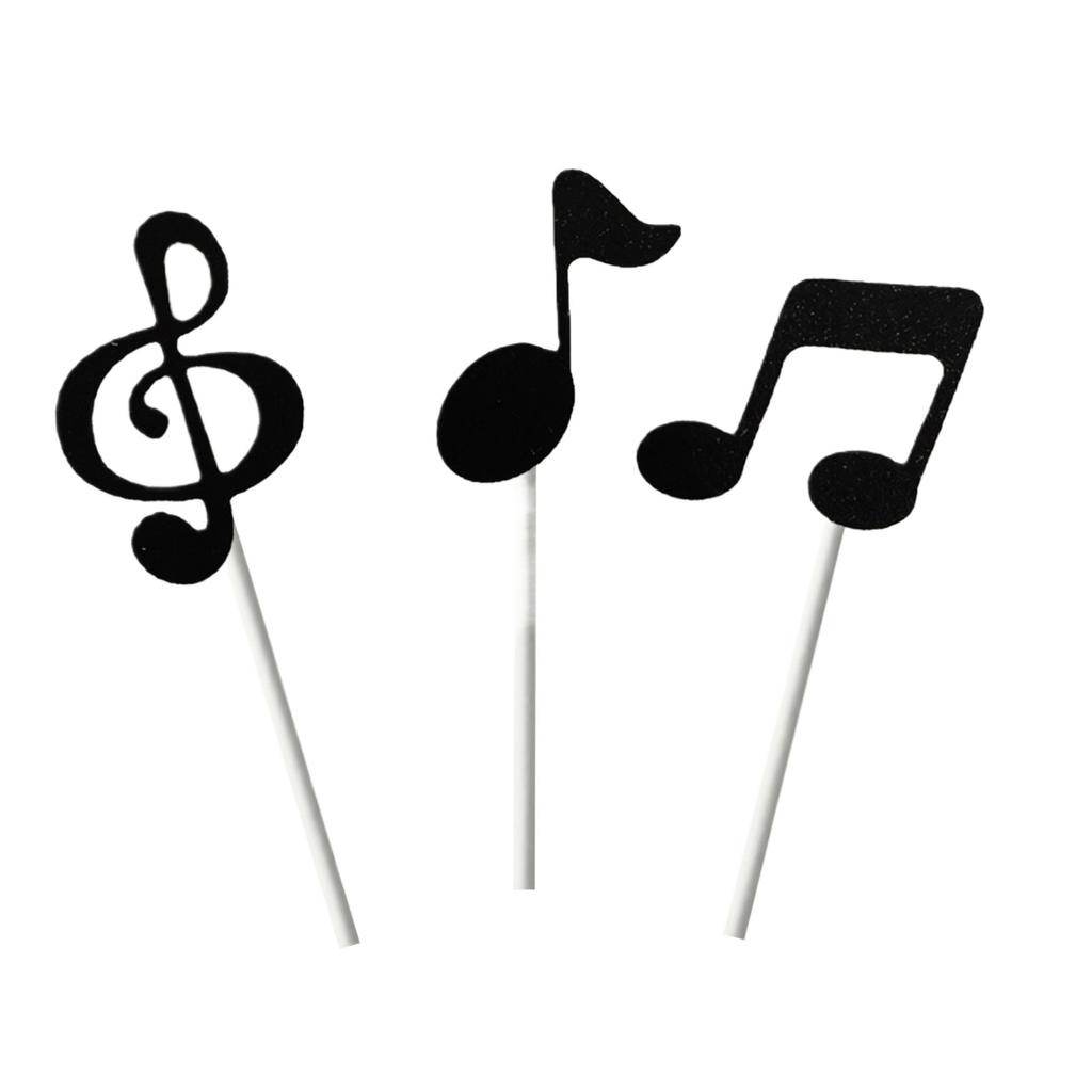 Music Note Cake Toppers Set of 6 for Birthday Party Decorations Musical Theme Cupcake Picks DIY Cake Flags Reusable Accessories