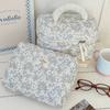 Cotton Corduroy Makeup Bag With Floral Pattern And Breathable Design For Daily Use