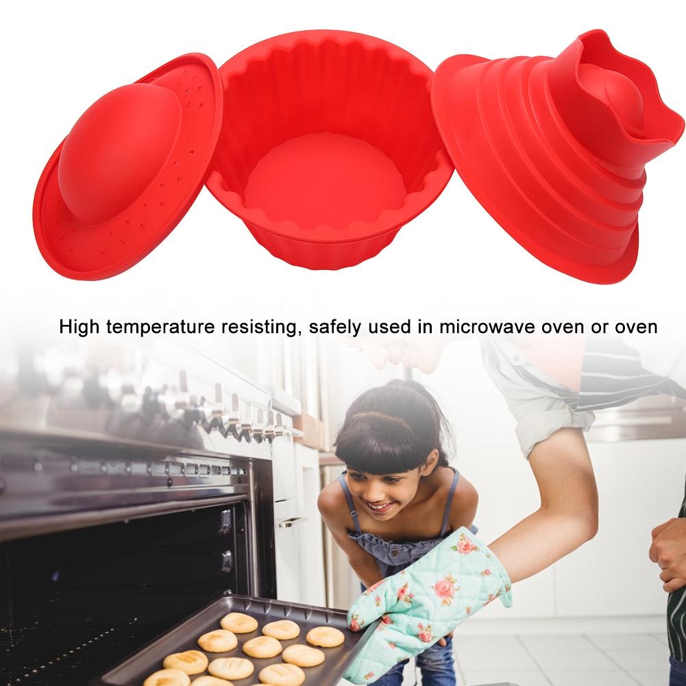 3Pcs/set Food Grade Silicone Cake Molds Ice Cream Bread Mousse Mould Baking Tool Red