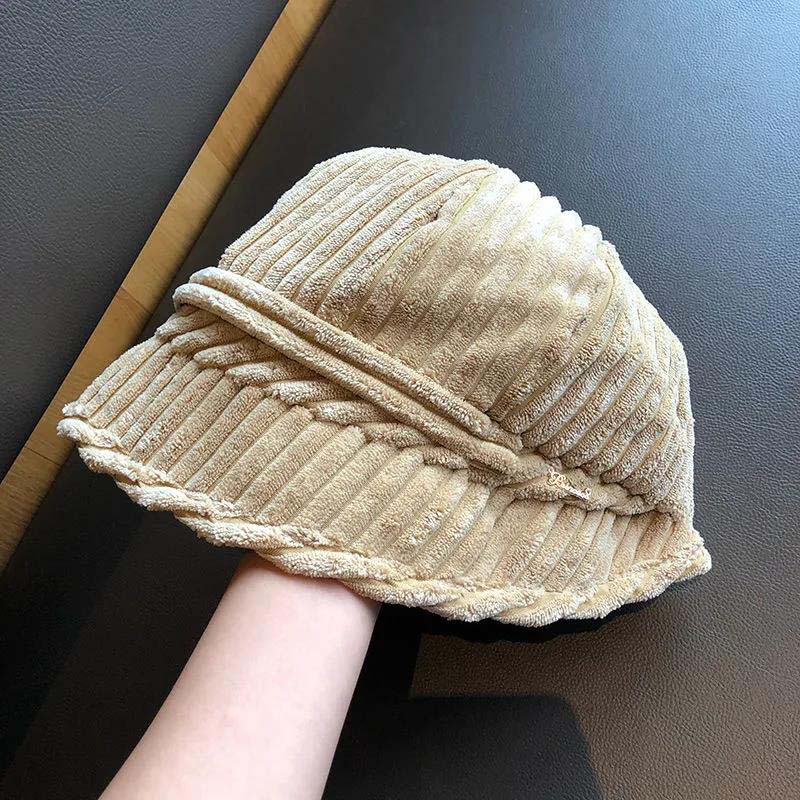 Fisherman Hat Women's Irregular Brim Basin Hat Japanese Style Small Corduroy Ear Protection Warm Hat Autumn and Winter Fashion