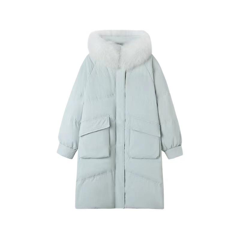Down jacket women's medium and long winter 2024 new fashion foreign niche design sense white duck down thickened coat