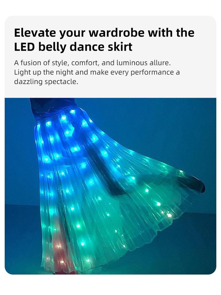 Wiederaufladbarer LED-Faltenrock für Tanzaufführungen (Weiß/Mehrfarbig)