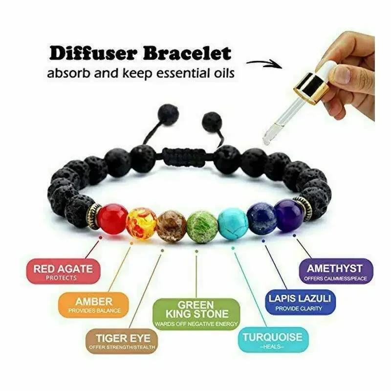 Fashion Creative Gifts 8mm Volcanic Stone Colorful Natural Stone Beads Handmade Beaded Braided Bracelet Anxiety Crystal Bracelet