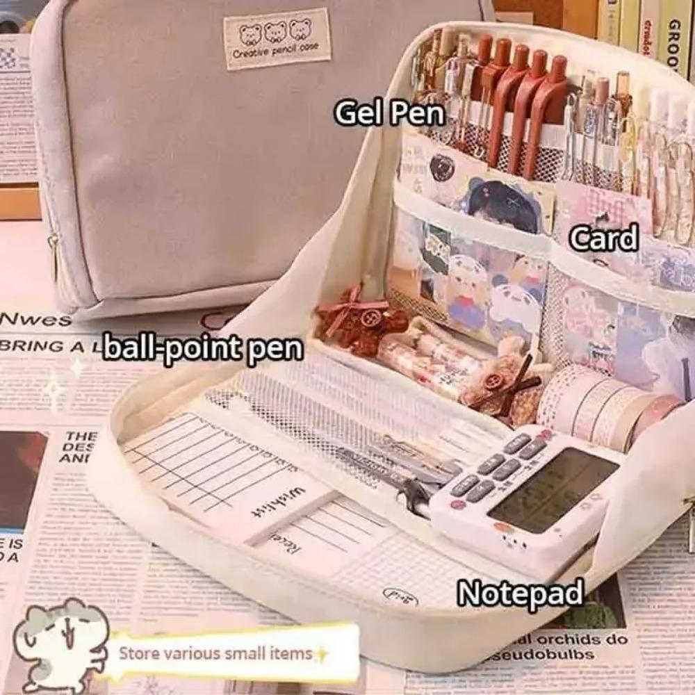 Bulk Large Capacity Pencil Cases Multi-Compartment, Organizer Makeup Bag & Student Pen Holder Set - Storage Dividers