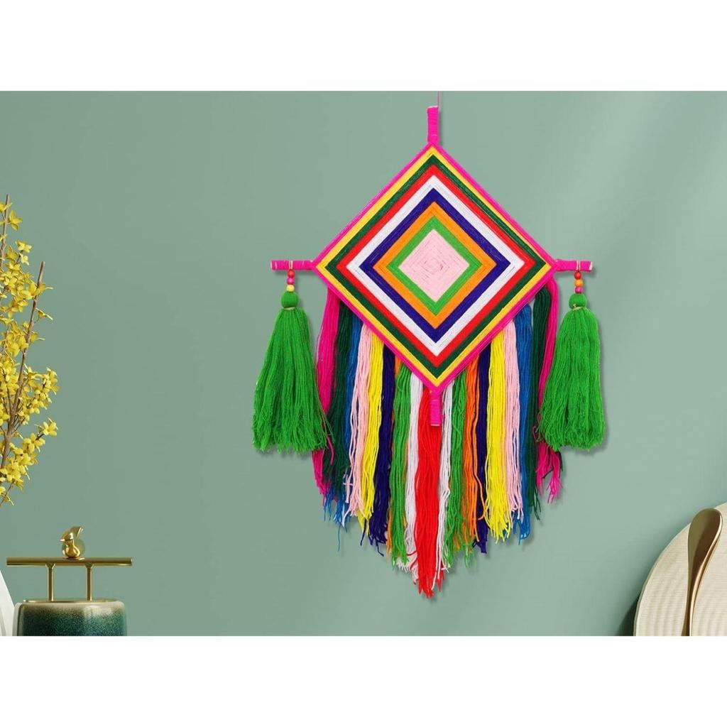 Handgefertigter bunter Woll-Kite-Quasten-Hänger zur Dekoration von Zuhause, Büro oder Halle (Packung mit 1), Mehrfarben