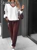 Women's Fall Color Block Casual Set