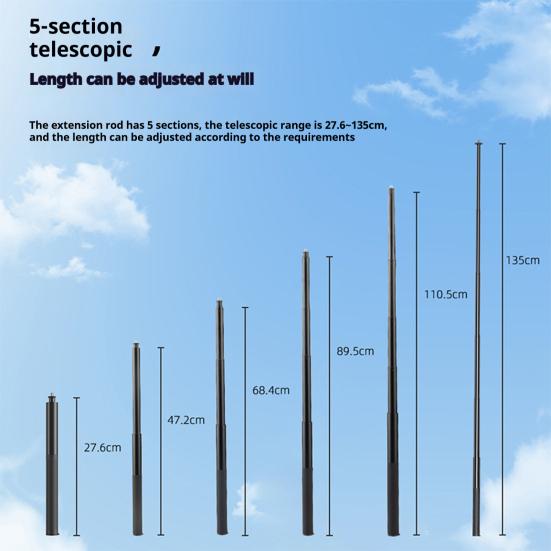 Selfie-Stick Verstellbare Verlängerungsstange Extra Lang Kompaktes Design Tragbar Actionkamera Selfie-Stick Zubehör