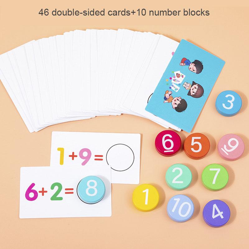 Children's Wooden Number Board Cognitive Matching Addition Subtraction Operation Montessori Logical Thinking Training Math Toys