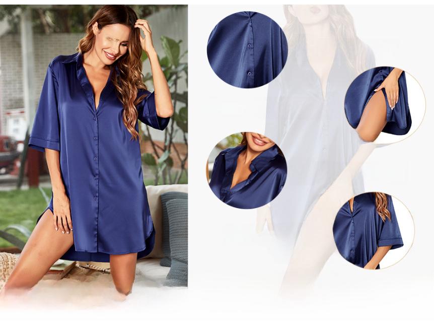 Camisa de Pijama de Verano Sexy Dulce Delgada Estilo Novio