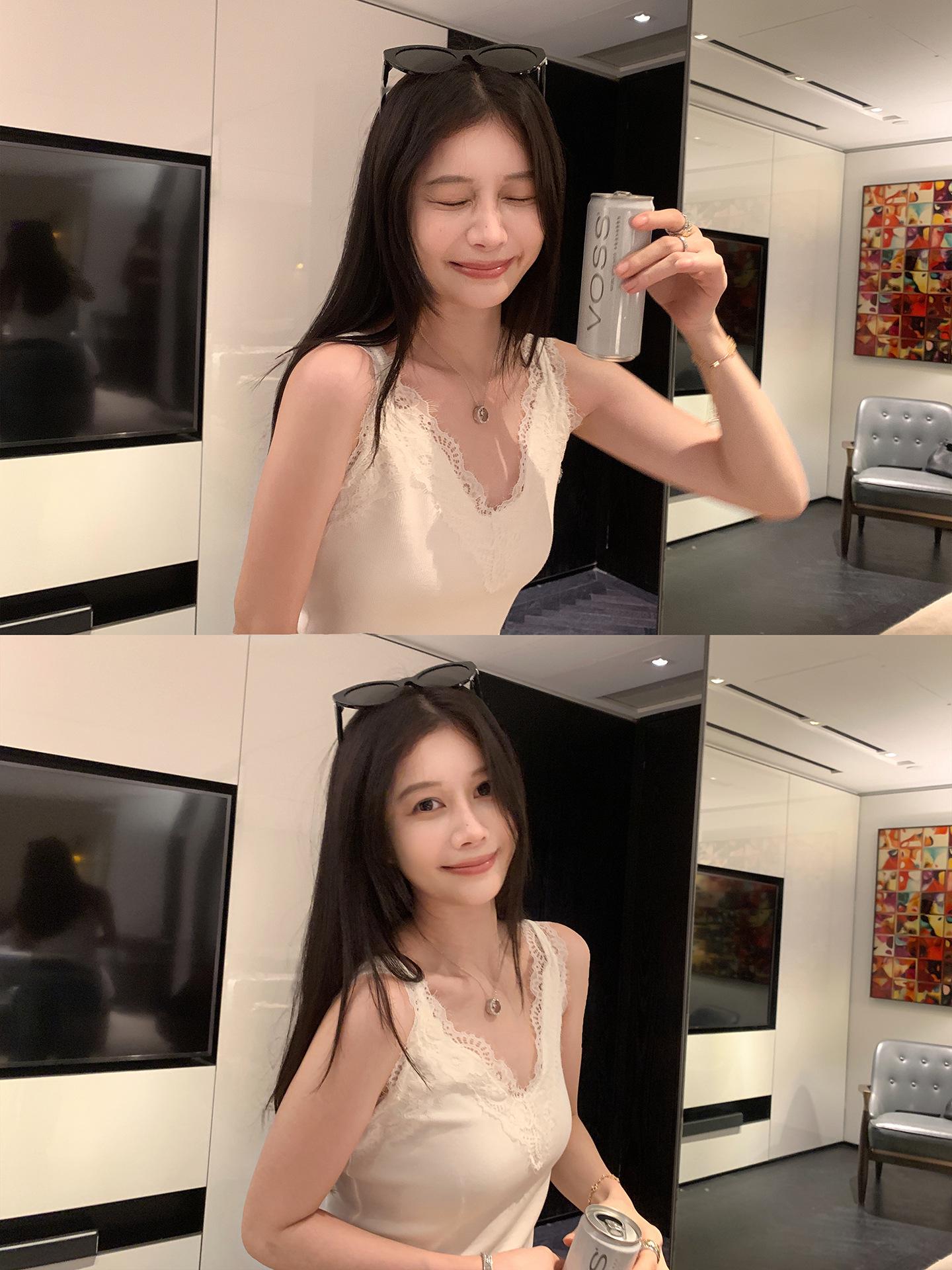Baisiwang Women s Lace Trim Camisole - Slim, Flattering Sleeveless Top for Spring Small белый