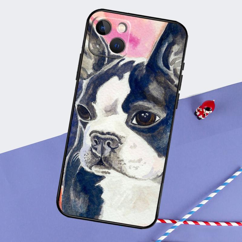 Boston Terrier Dog Phone Case For iPhone 16 Pro Max 12 13 Mini 11 14 15 Pro Max XR 15 16 Plus 16e Back Cover