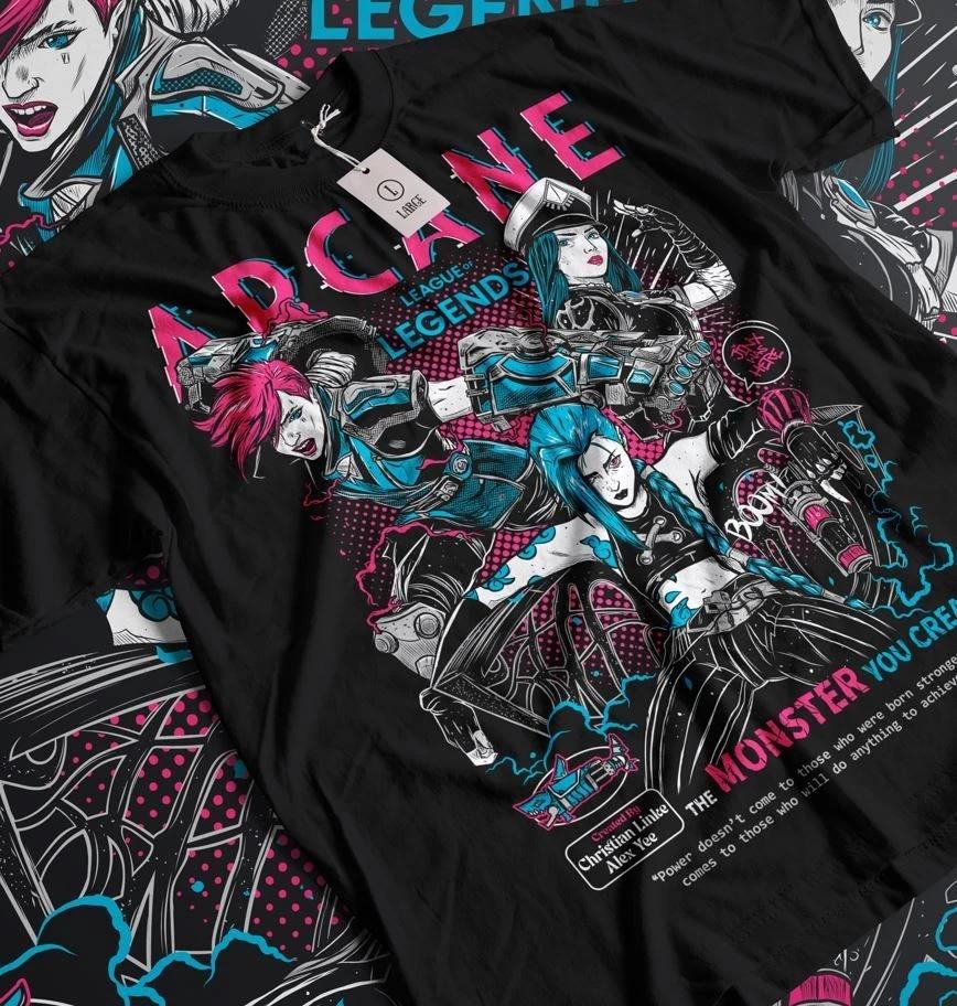 Jinx Arcane TShirt Japanese Anime Cartoon Jinx Arcane Graphic TShirt All Size S