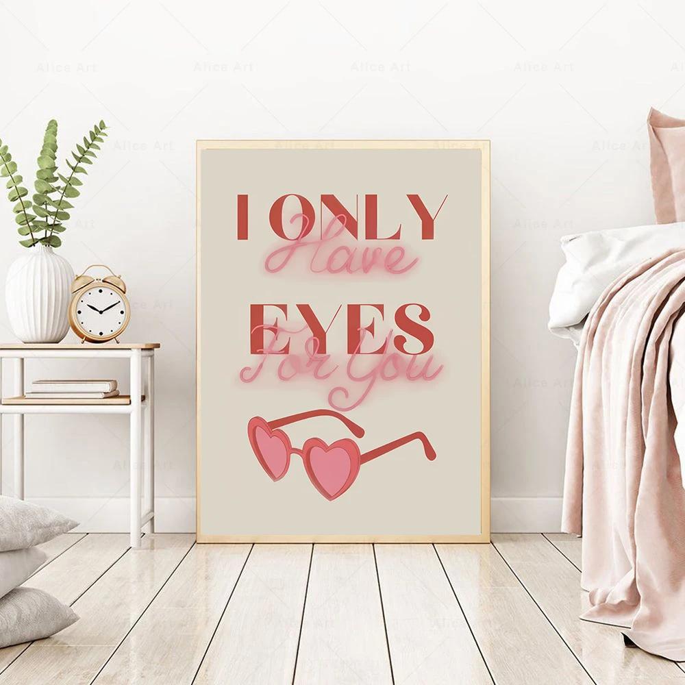 Valentýnský pár Láska Plakát Růžová Série Nástěnná malba Láska Třešeň Abeceda Moderní Tisk Obývací pokoj Ložnice Dekorace Plakát