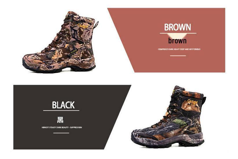 Men's High-Top Tactical Mountaineering and Hiking Boots - Camouflage Combat and Work Footwear