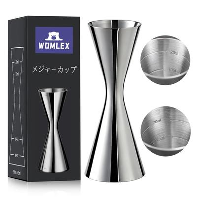 WOMLEX Misurino, 3045ml, Graduato, Misurino per Cocktail, Jigger Cup, Whisky, Misurino per Cocktail, Doppia Testa, Acciaio Inossidabile Monopezzo