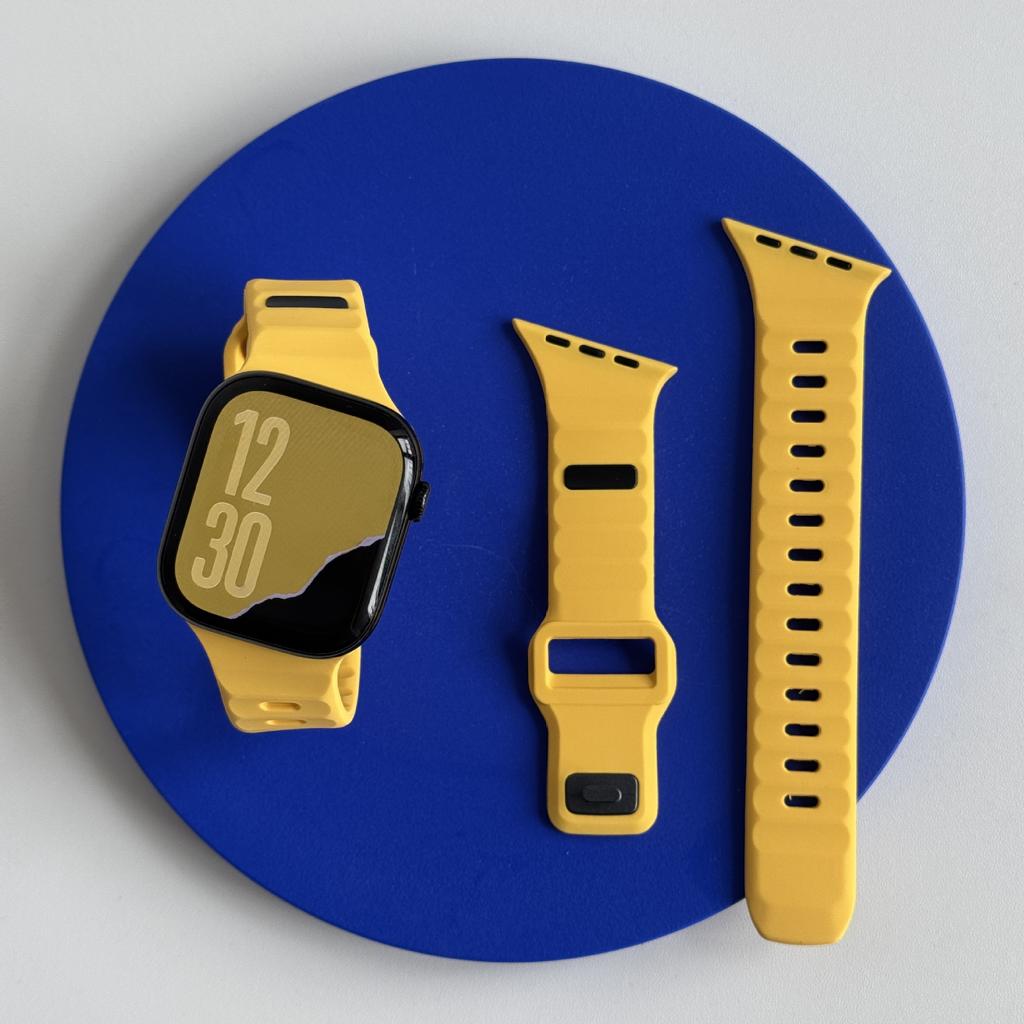 For Watch 9/8/7/SE Beveled Striped Silicone Gel Watch Band with Pin Buckle Sports-Style