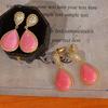 Creative Ancient Gold Crafts  Inlaid Diamonds Pink Fritillaria Water Droplets Long Earrings For Women Sweet Fresh Fine Jewelry