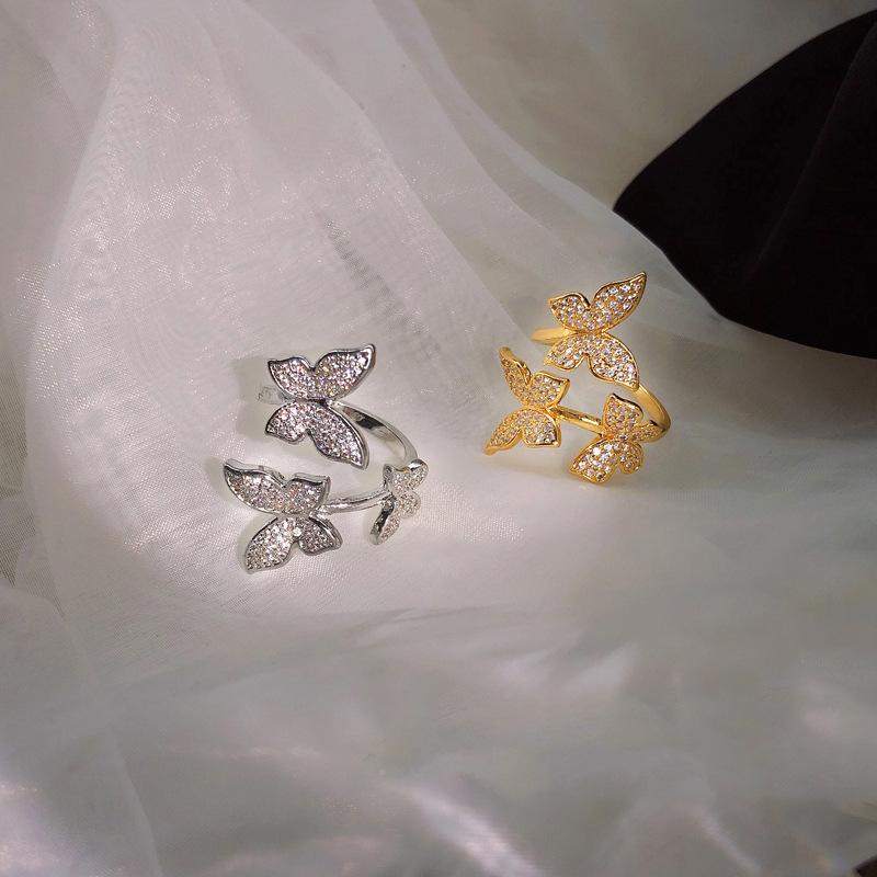 2025 New Butterfly Ring Female Niche Design Fashionable Personality Adjustable Opening Temperament Jewelry Accessories