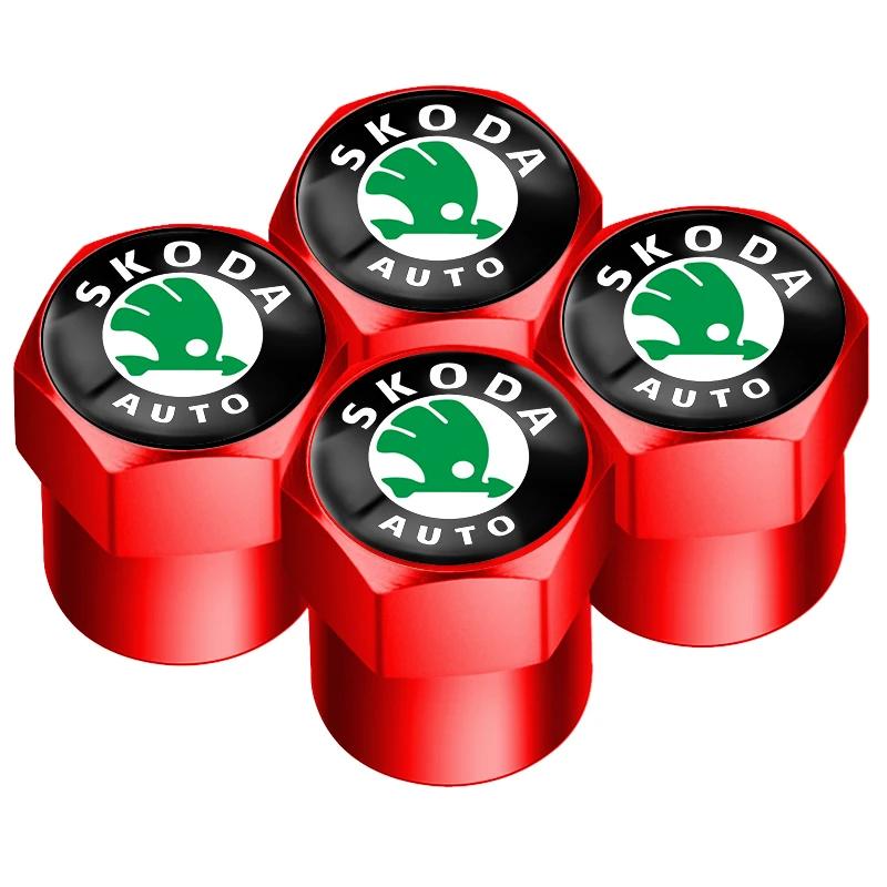Car Sticker 2025 Hot New Sporty Aluminum Car Wheel Tire Valve Caps Tyre Rim Stem Covers Airdust Waterproof For Skoda Universal V