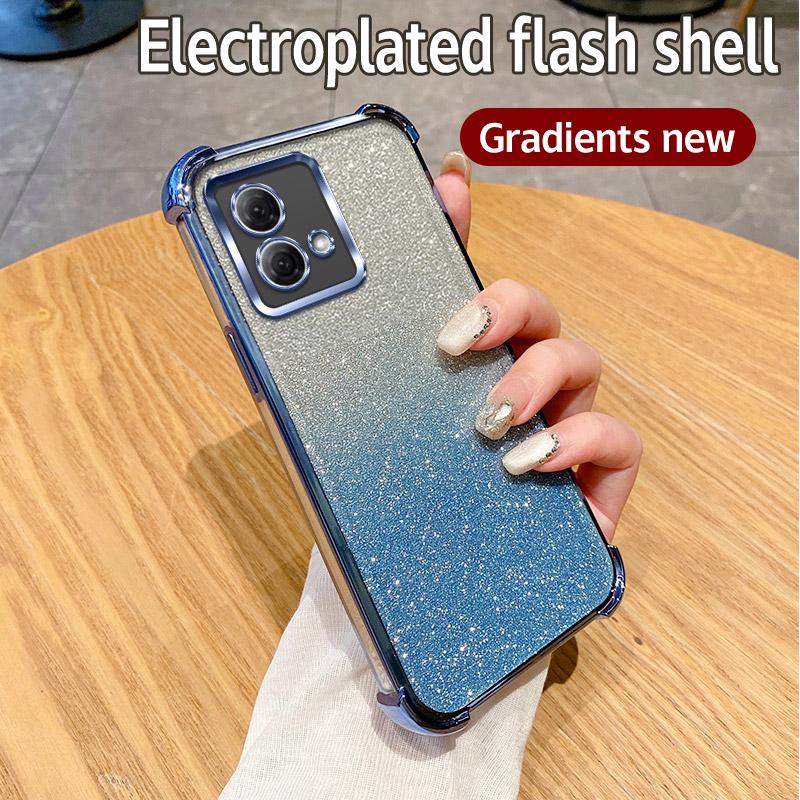Luxury Plating Shockproof Clear Glitter Phone Case For Motorola Moto G84 G54 G82 5G G52 G71S G30 G20 G10 Power Transparent Cover