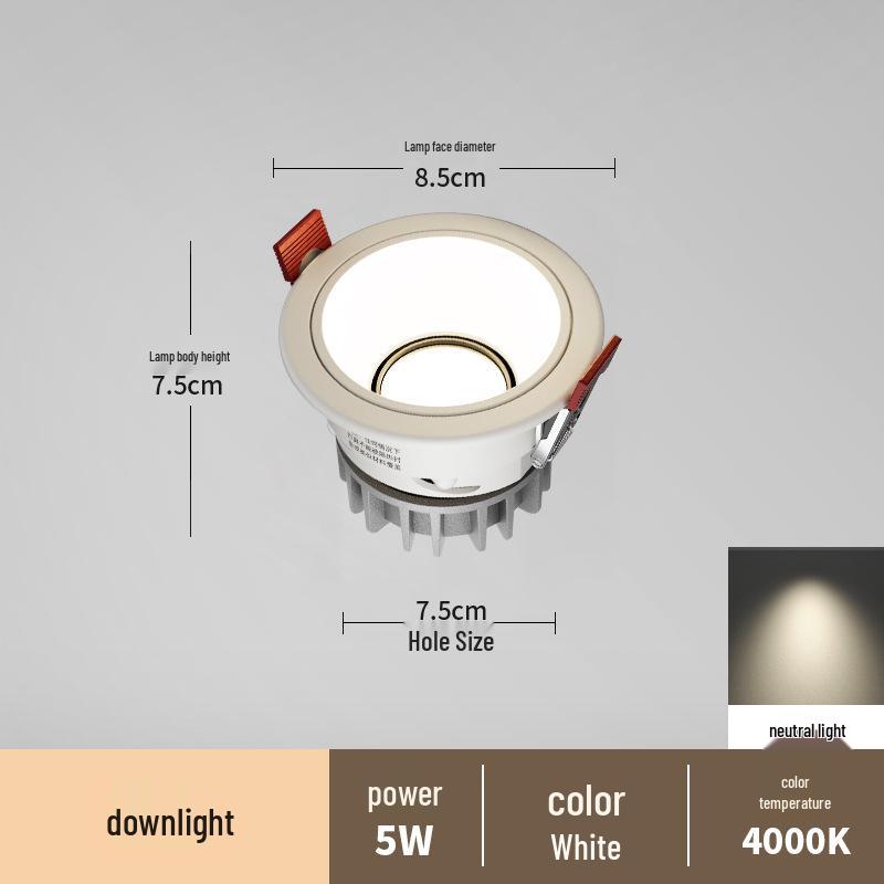 Spot încastrat fără ramă anti-orbire pentru sufragerii și holuri