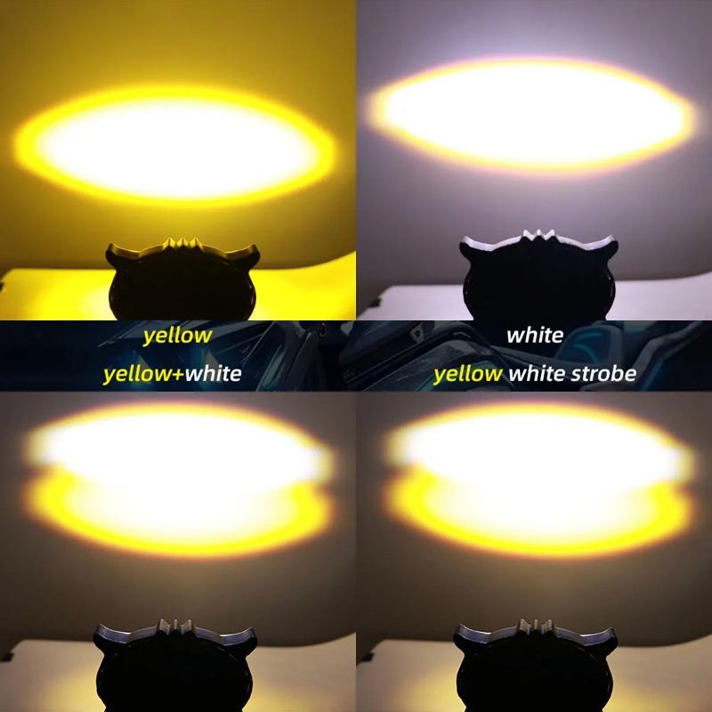 Motorcycle Headlight 4lens Owl Design Dual Color Led Motorcycle Fog Light Head Light Motorbike Running Lamp LED Spot Light