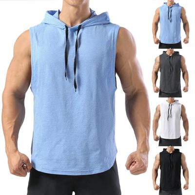 Męska letnia cienka bezrękawnik z kapturem sportowa bluza do koszykówki kamizelka dolna koszula góra