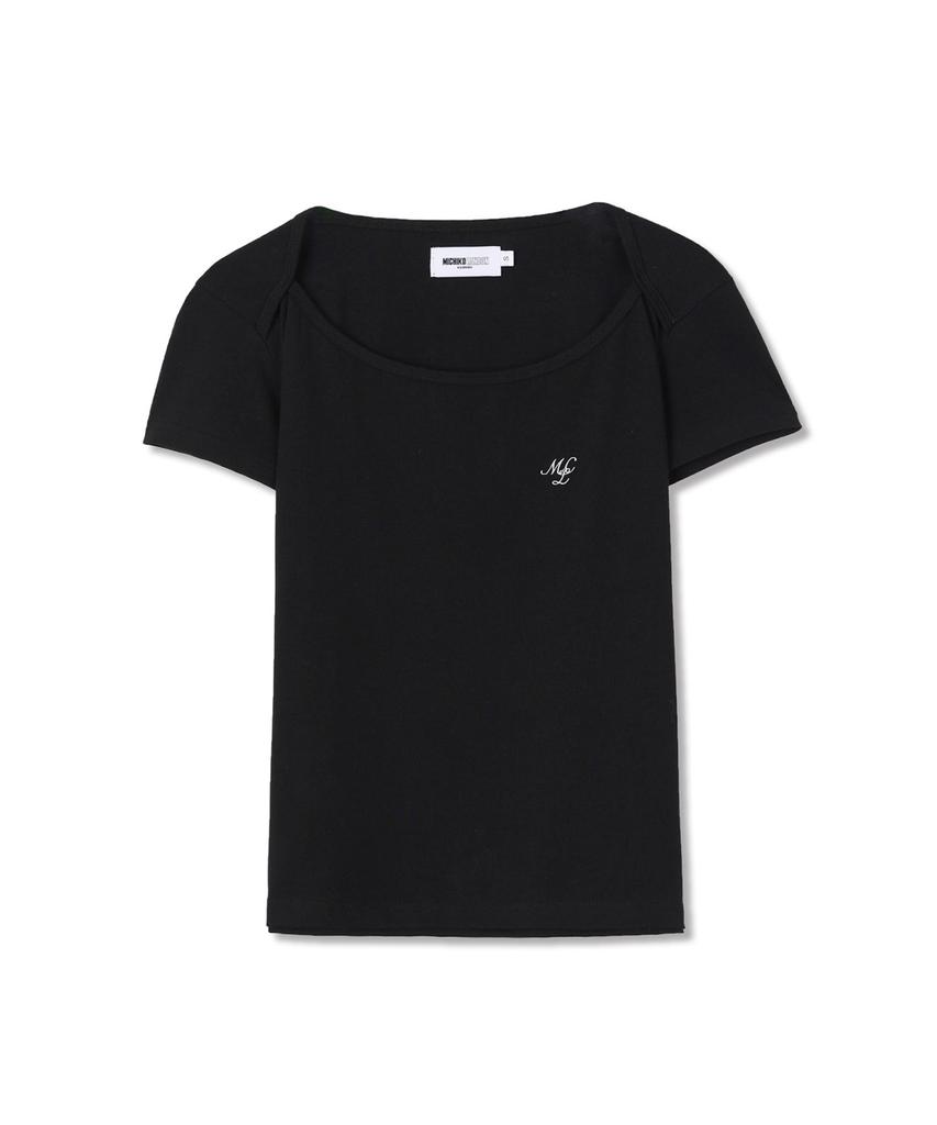Michikoleondeonkosino Detail Shoulder T-Shirt Black