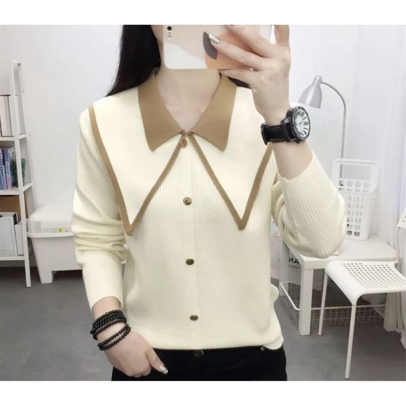

Sharp Neck Women s Sweater Single Breasted Long Sleeved Slimming Knitted Sweaters Spring Autumn Womens Thin Button Top XL хаки