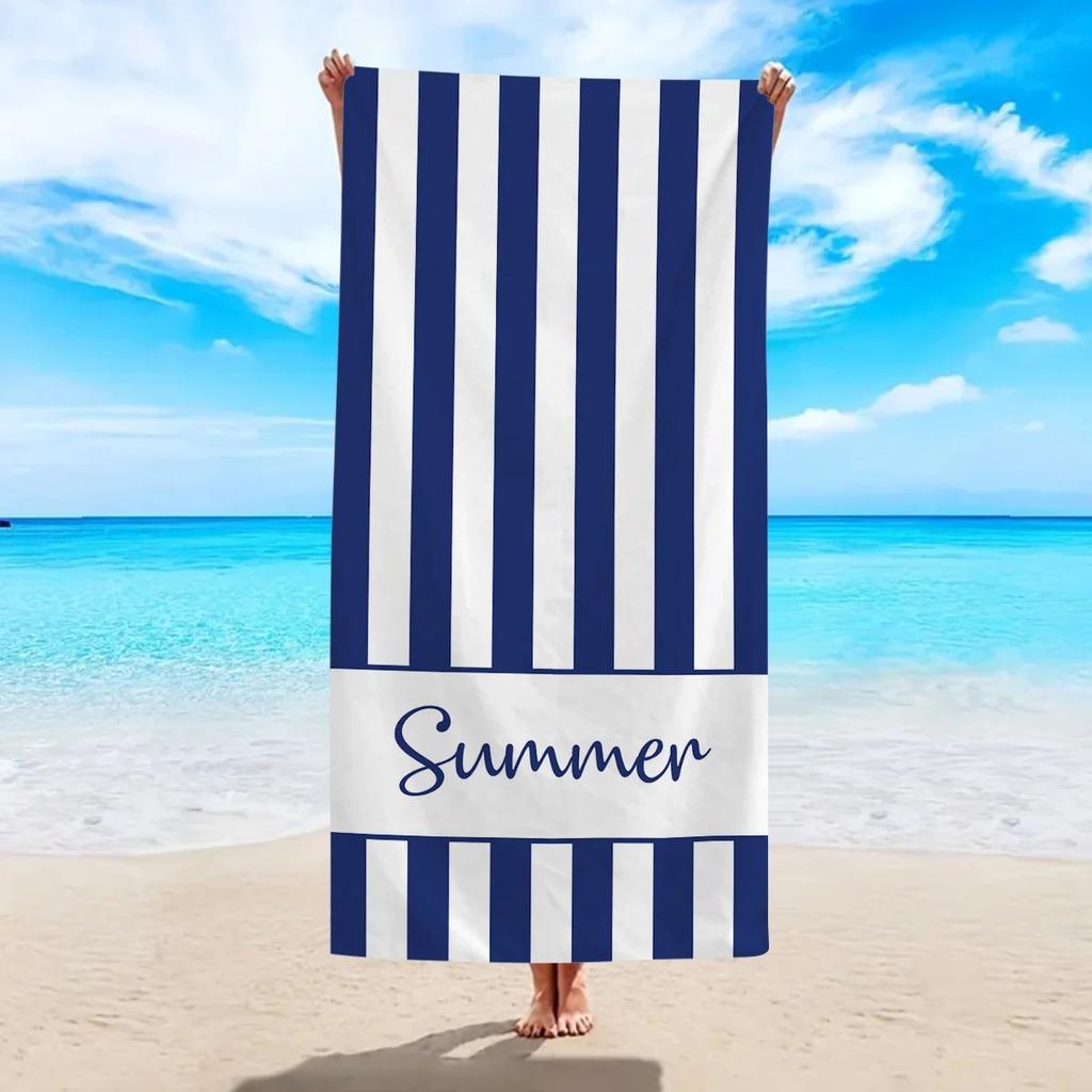 Summer Striped Beach Towel Quick Dry Peach Skin Microfiber Pool Towel Large Decorative Bath Towel For Vacation Travel Swimming
