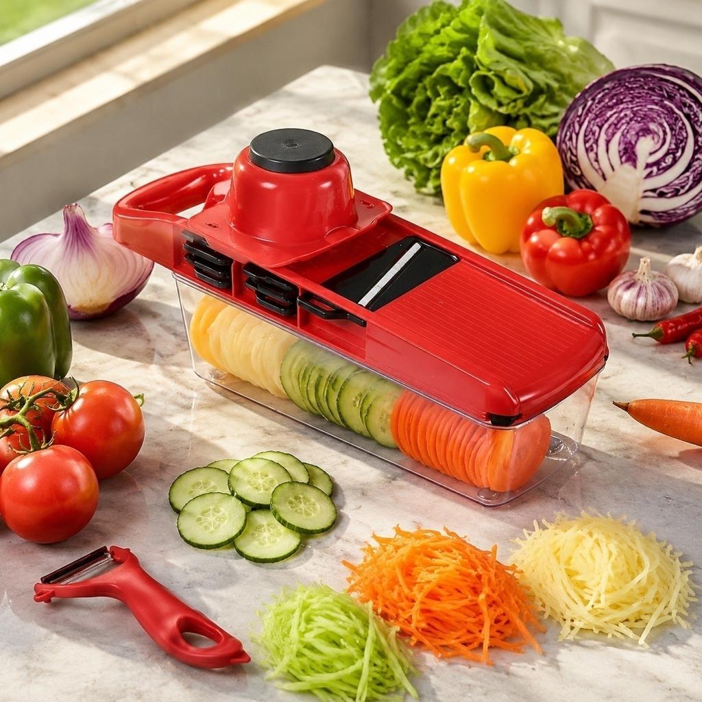 Multifunctional Kitchen Vegetable Slicer with Container Adjustable Blades for Shredding Slicing and Julienne Cutting Potato Carrot Onion Grater