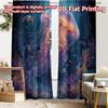 2pcs, 2D FLAT PRINTING Curtains (Without Rod) Underwater Harmony Halloween Festival Fashion Curtains Yarn Curtains Gifts Use for