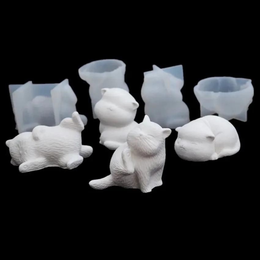 1 Pcs 3D Cat Soap Clay Lovely Pig Silicone Candle Molds DIY Pet Cat Mould Craft Small and Cute Suitable for Ornaments