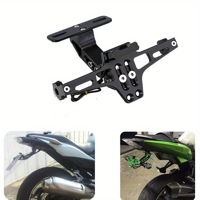 Suporte universal de montagem de placa traseira de motocicleta em alumínio CNC com luz LED